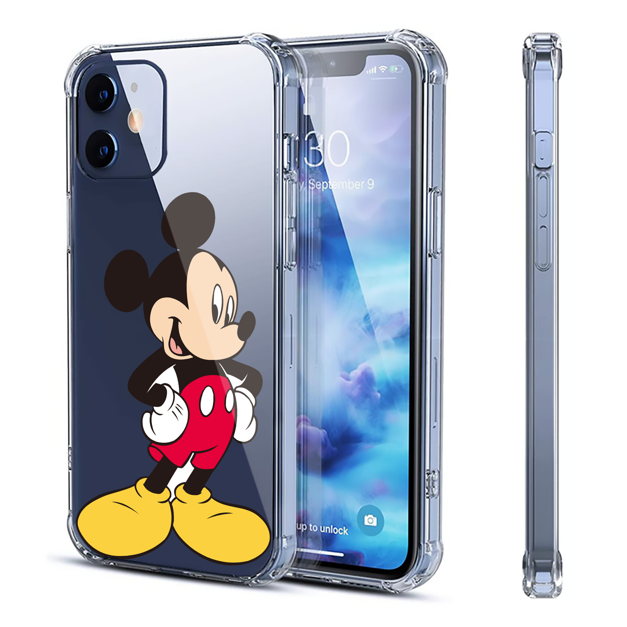 （画像用） ミッキーマウス Mickey Mouse 【iPhone 12シリーズ対応】透明スマホケース（クリアソフトケース）